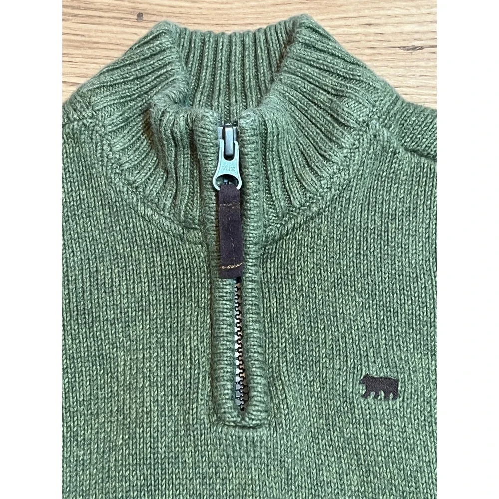Carter's Quarter Zip Sweater Toddler 3T Olive Green Bear Logo Cotton Winter